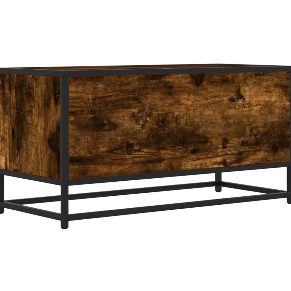 VIDAXL - Meuble tv chêne fumé 80x34,5x40 cm bois d'ingénierie et métal