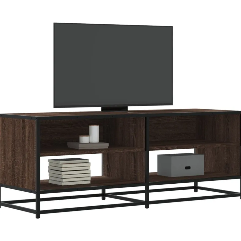 VIDAXL - Meuble tv chêne marron 120,5x40x46cm bois d'ingénierie et métal