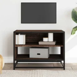 VIDAXL - Meuble tv chêne marron 61x40x46 cm bois d'ingénierie et métal