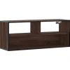 VIDAXL - Meuble tv chêne marron 100x31x39,5cm bois d'ingénierie et métal
