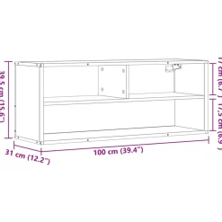 VIDAXL - Meuble tv chêne marron 100x31x39,5cm bois d'ingénierie et métal
