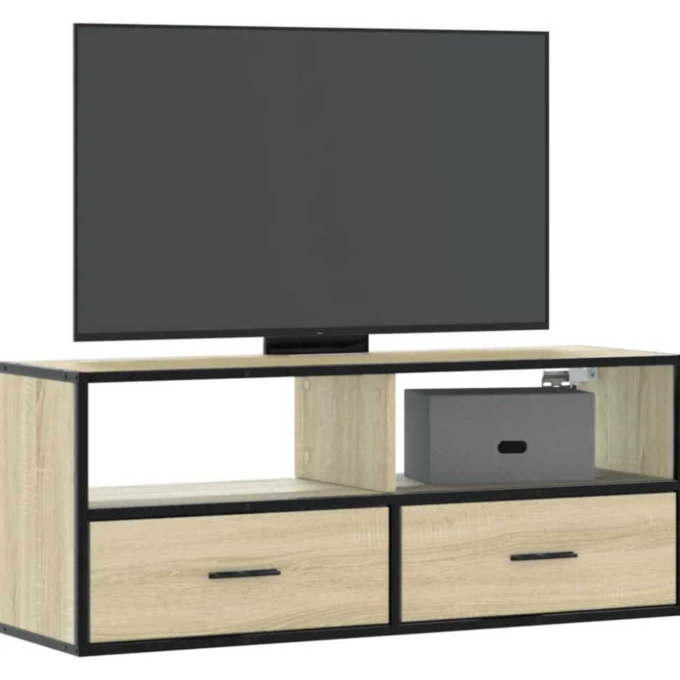 VIDAXL - Meuble tv chêne sonoma 100x31x39,5cm bois d'ingénierie et métal