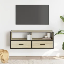 VIDAXL - Meuble tv chêne sonoma 100x31x39,5cm bois d'ingénierie et métal
