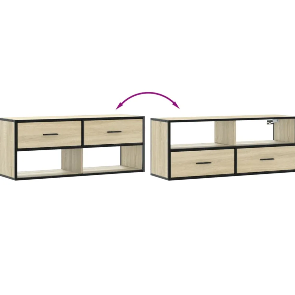 VIDAXL - Meuble tv chêne sonoma 100x31x39,5cm bois d'ingénierie et métal