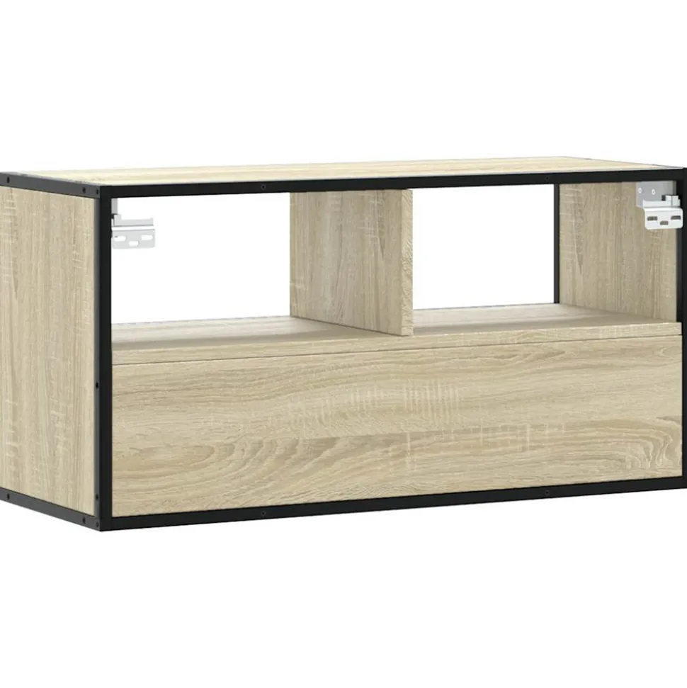 VIDAXL - Meuble tv chêne sonoma 80x31x39,5 cm bois d'ingénierie et métal