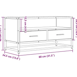 VIDAXL - Meuble tv chêne sonoma 80x34,5x40 cm bois d'ingénierie et métal