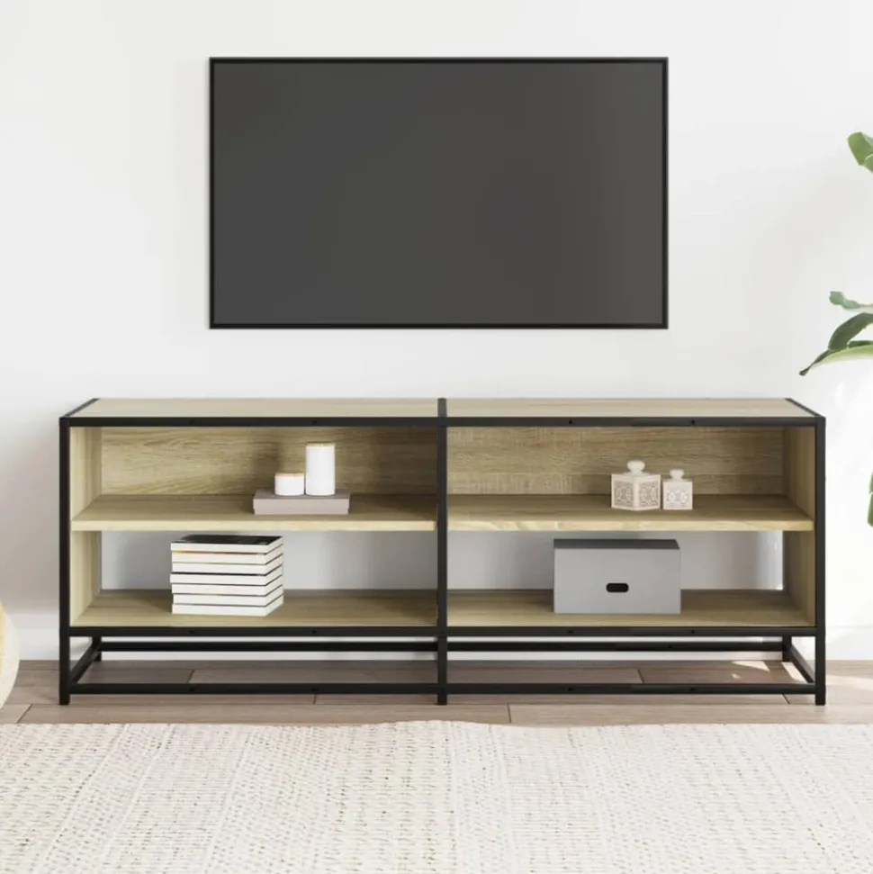 VIDAXL - Meuble tv chêne sonoma 120,5x40x46cm bois d'ingénierie et métal