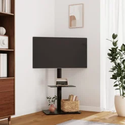 VIDAXL - Meuble tv d'angle 2 niveaux pour 32-65 pouces noir