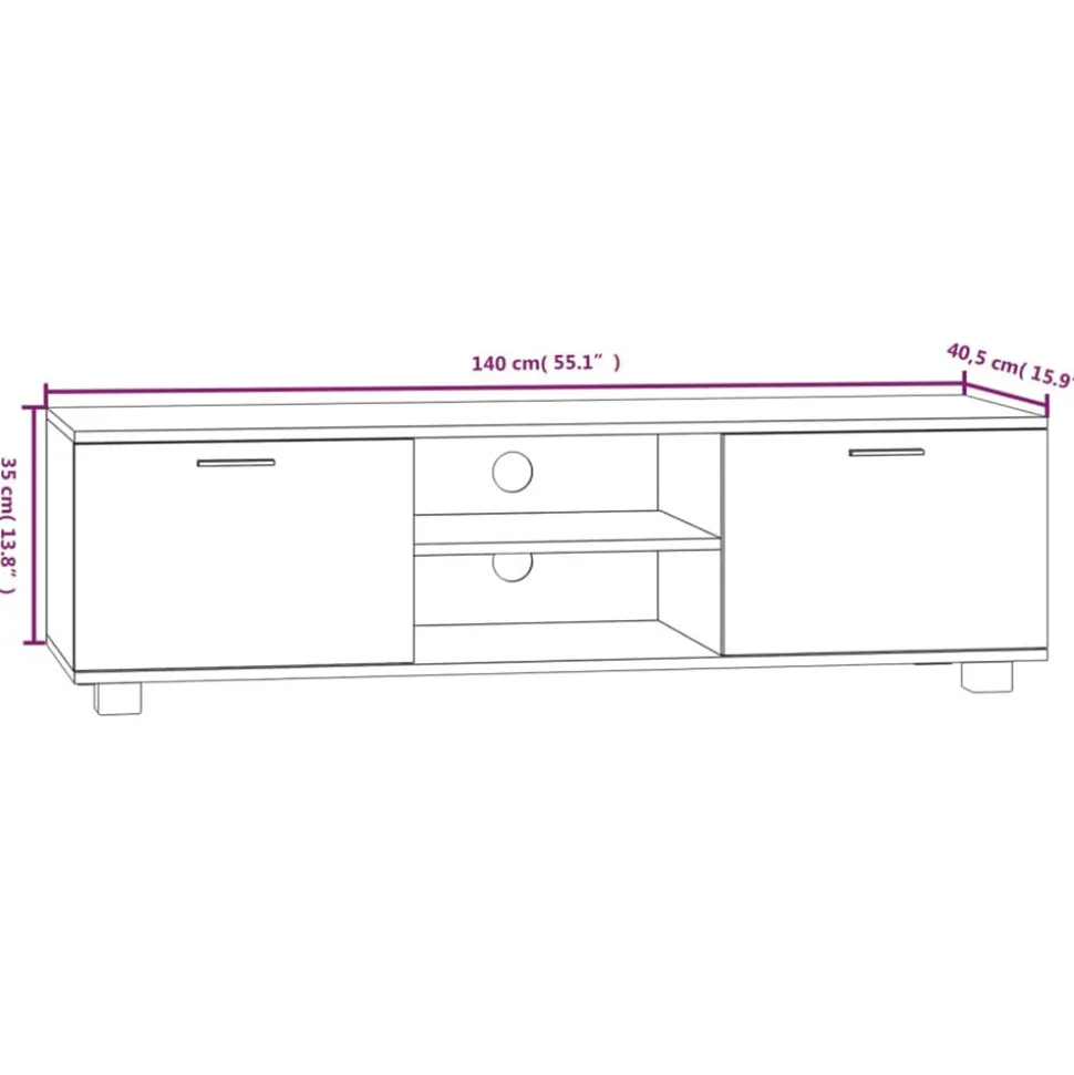 VIDAXL - Meuble tv gris béton 140x40,5x35 cm bois d'ingénierie