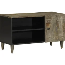 VIDAXL - Meuble tv gris clair 80x31,5x46 cm bois massif de manguier