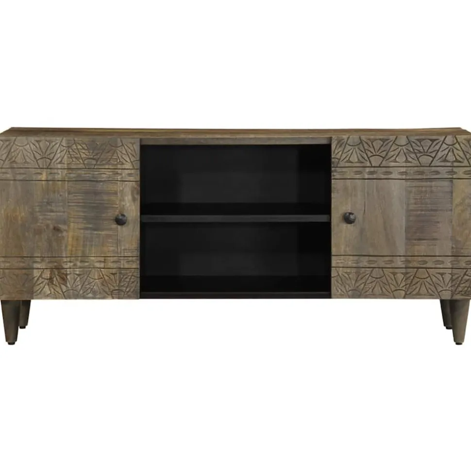 VIDAXL - Meuble tv gris clair 105x33,5x46 cm bois massif de manguier