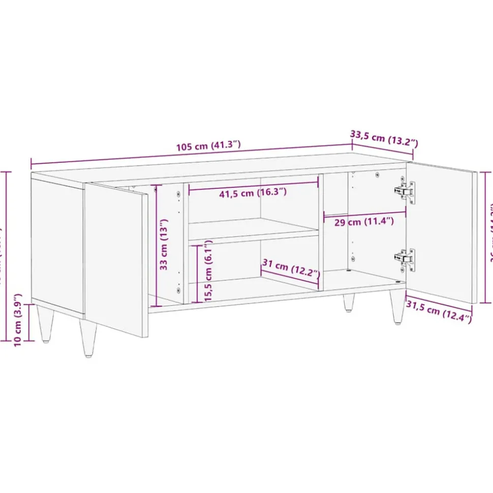 VIDAXL - Meuble tv gris clair 105x33,5x46 cm bois massif de manguier
