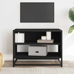 VIDAXL - Meuble tv noir 61x40x46 cm bois d'ingénierie et métal