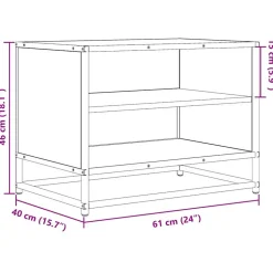 VIDAXL - Meuble tv noir 61x40x46 cm bois d'ingénierie et métal