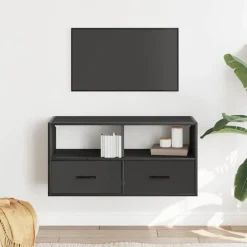 VIDAXL - Meuble tv noir 80x31x39,5 cm bois d'ingénierie et métal