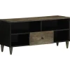 VIDAXL - Meuble tv noir 100x33x46 cm bois massif de manguier