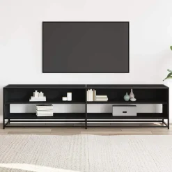 VIDAXL - Meuble tv noir 180,5x40x46 cm bois d'ingénierie