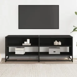 VIDAXL - Meuble tv noir 120,5x40x46 cm bois d'ingénierie et métal