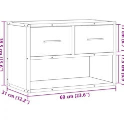 VIDAXL - Meuble tv noir 60x31x39,5 cm bois d'ingénierie et métal
