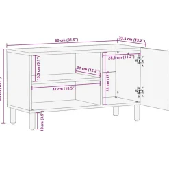 VIDAXL - Meuble tv noir 80x33,5x46 cm bois massif manguier brut