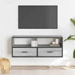 VIDAXL - Meuble tv sonoma gris 100x31x39,5 cm bois d'ingénierie et métal