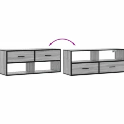 VIDAXL - Meuble tv sonoma gris 100x31x39,5 cm bois d'ingénierie et métal