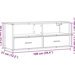 VIDAXL - Meuble tv sonoma gris 100x31x39,5 cm bois d'ingénierie et métal