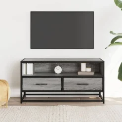 VIDAXL - Meuble tv sonoma gris 80x34,5x40 cm bois d'ingénierie et métal