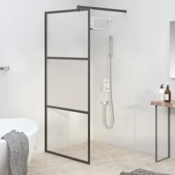 VIDAXL - Paroi de douche 90x195 cm verre esg demi-dépoli noir
