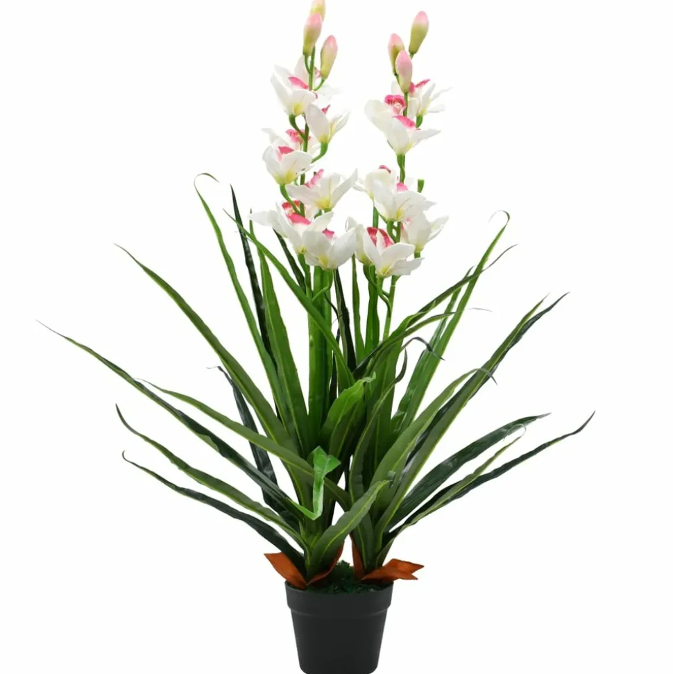 VIDAXL - Plante artificielle orchidée cymbidium avec pot 100 cm vert
