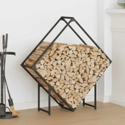 VIDAXL - Portant de bois chauffage noir 100x25x100 cm