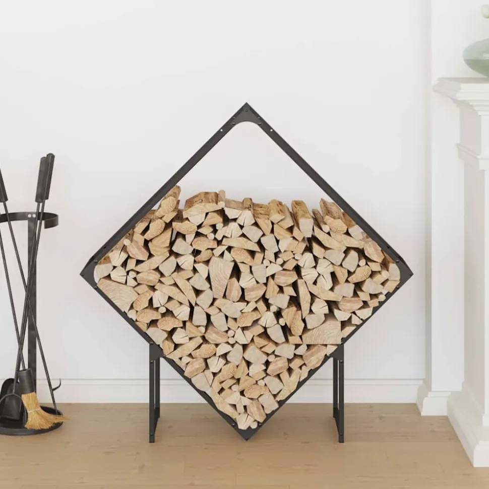 VIDAXL - Portant de bois chauffage noir 100x25x100 cm