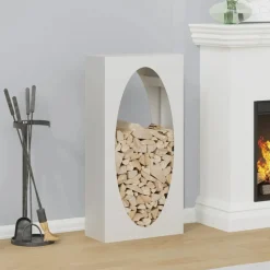 VIDAXL - Portant de bois chauffage blanc 50x23x100 cm