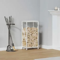 VIDAXL - Portant de bois chauffage blanc 34x25x70 cm
