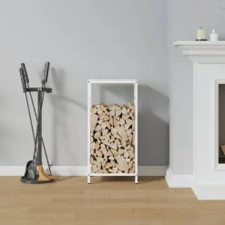 VIDAXL - Portant de bois chauffage blanc 34x25x70 cm