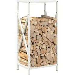 VIDAXL - Portant de bois chauffage blanc 34x25x70 cm