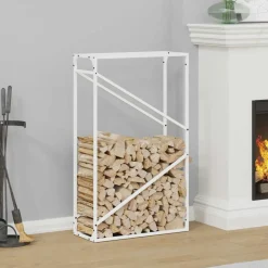 VIDAXL - Portant de bois chauffage blanc 60x25x100 cm