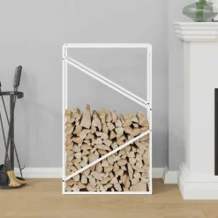 VIDAXL - Portant de bois chauffage blanc 60x25x100 cm