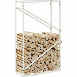 VIDAXL - Portant de bois chauffage blanc 60x25x100 cm
