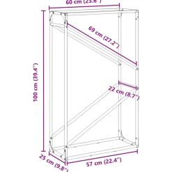 VIDAXL - Portant de bois chauffage blanc 60x25x100 cm