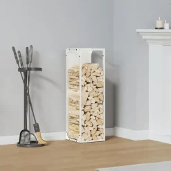 VIDAXL - Portant de bois chauffage blanc 25x25x80 cm