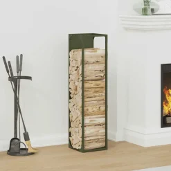 VIDAXL - Portant de bois chauffage vert olive 25x25x100 cm
