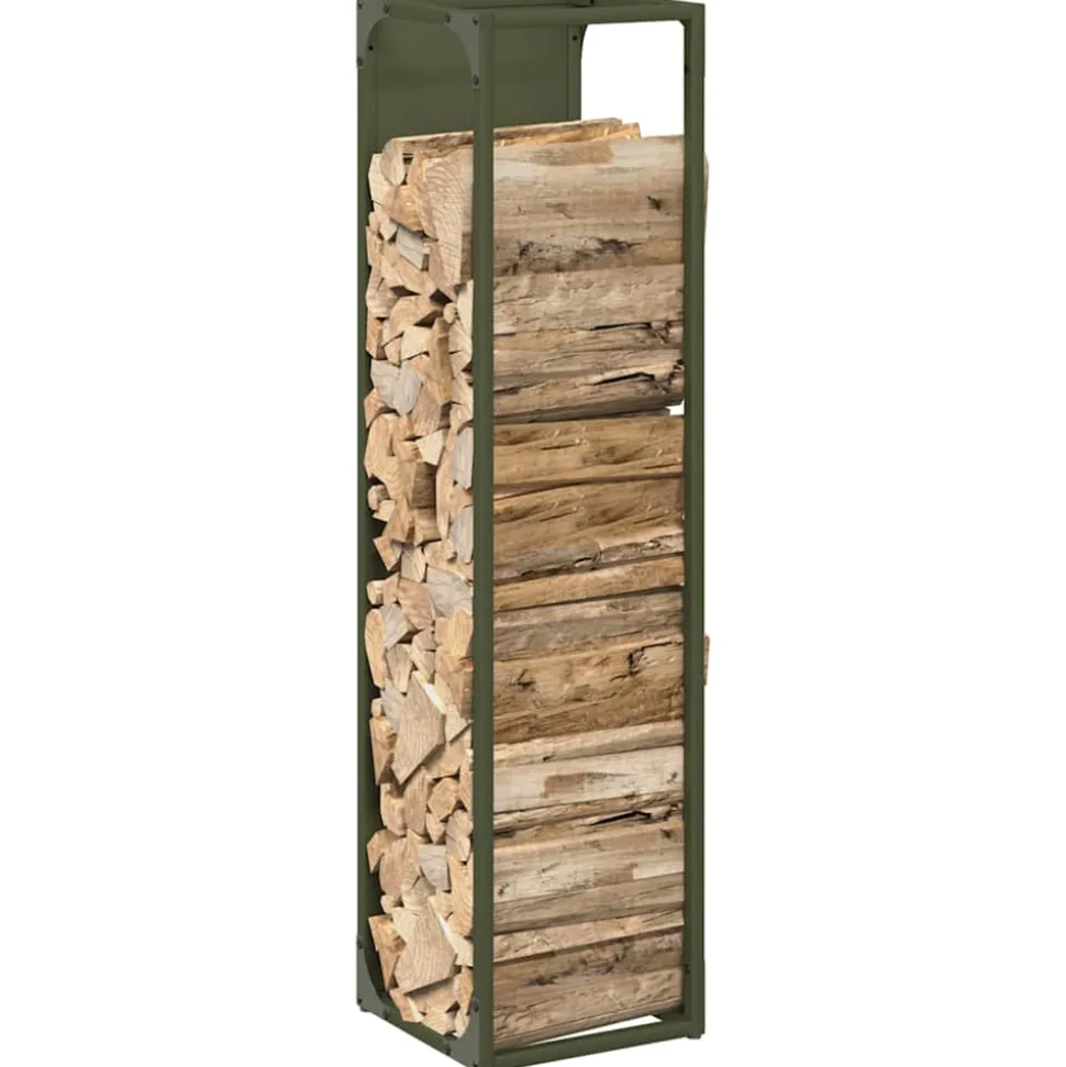 VIDAXL - Portant de bois chauffage vert olive 25x25x100 cm