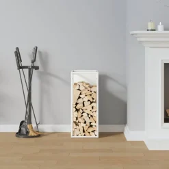 VIDAXL - Portant de bois chauffage blanc 25x25x60 cm