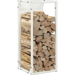 VIDAXL - Portant de bois chauffage blanc 25x25x60 cm