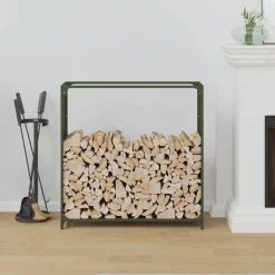 VIDAXL - Portant de bois chauffage vert olive 90x28x90 cm