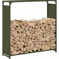 VIDAXL - Portant de bois chauffage vert olive 90x28x90 cm
