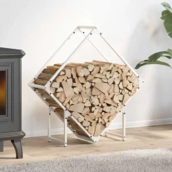 VIDAXL - Portant de bois chauffage blanc 80x25x80 cm