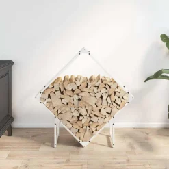 VIDAXL - Portant de bois chauffage blanc 80x25x80 cm