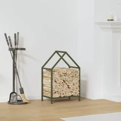 VIDAXL - Portant de bois chauffage vert olive 40x25x60 cm